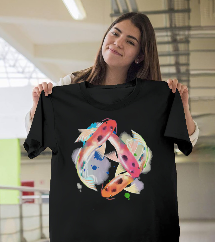 Watercolor Japanese Koi Fish Circle T-Shirt