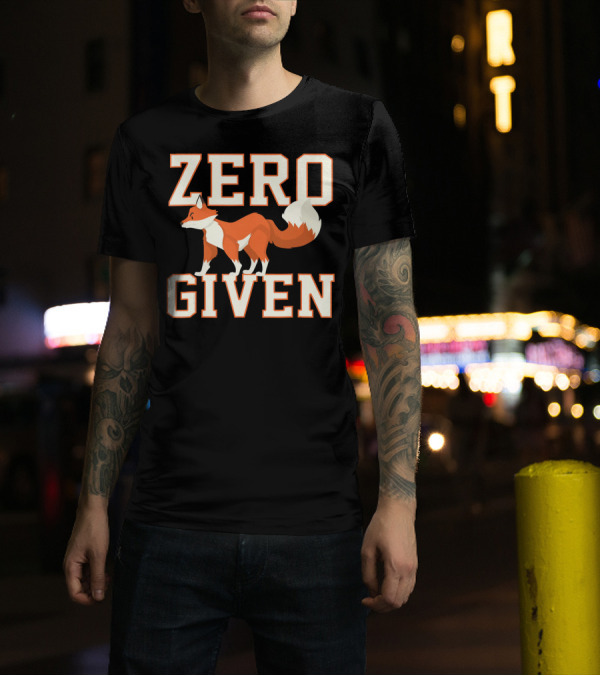ZERO FOX GIVEN Fox Illustration Pun T-Shirt