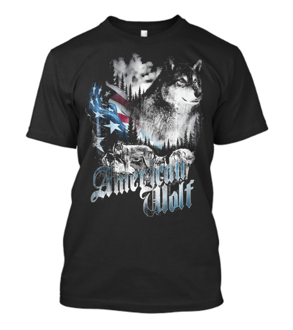 American Wolf Flag Stars And Stripes 4th Of July Distress T-Shirt