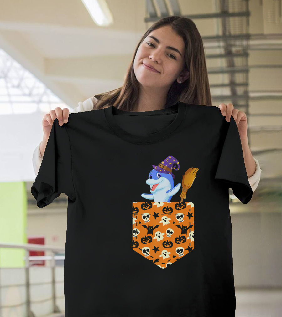 Cute Dolphin Pumpkin Pocket Halloween Costume Iconic T-Shirt