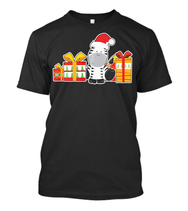 Baby Zebra With Santa Hat And Christmas Presents T-Shirt