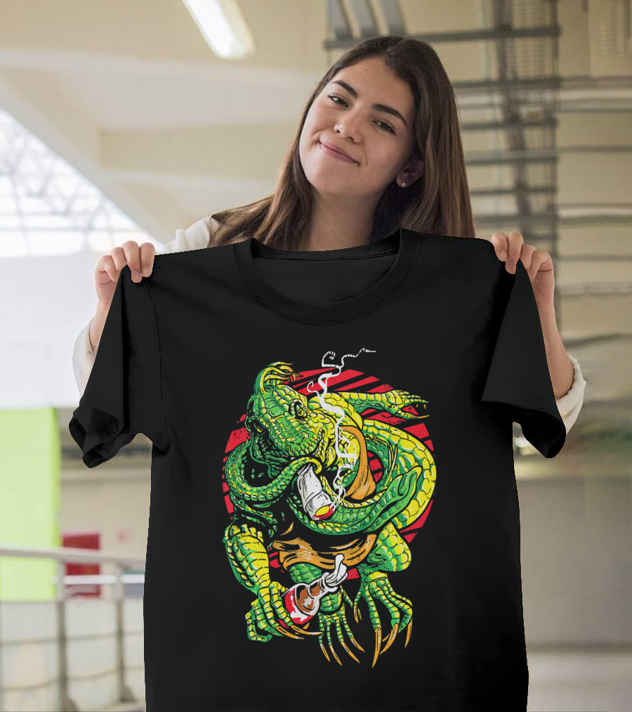 Iguana Smoking Joint Funny Marijuana Weed T-Shirt