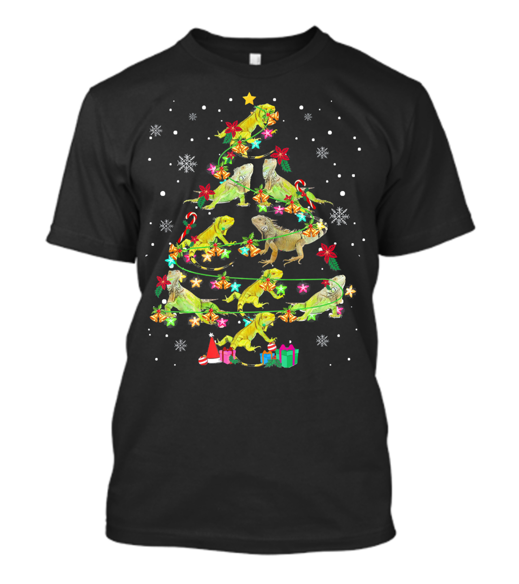 Iguana Christmas Tree Funny Reptile Holiday T-Shirt