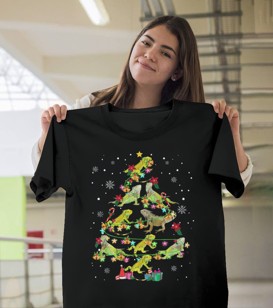 Iguana Christmas Tree Funny Reptile Holiday T-Shirt