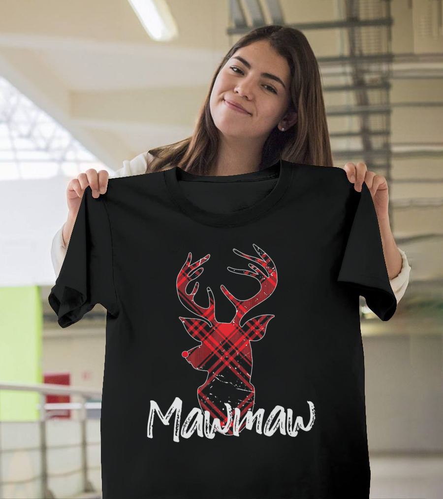 Mawmaw Deer Plaid Family Matching Red T-Shirt