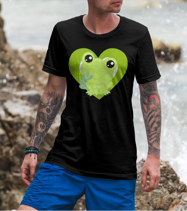 Cute Kawaii Love Frogs Heart T-Shirt