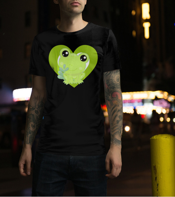 Cute Kawaii Love Frogs Heart T-Shirt
