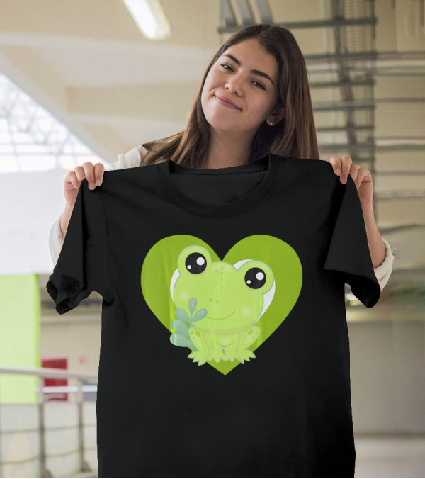 Cute Kawaii Love Frogs Heart T-Shirt
