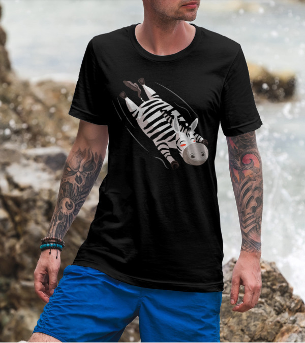 Kids Funny Zebra Sliding Down T-Shirt