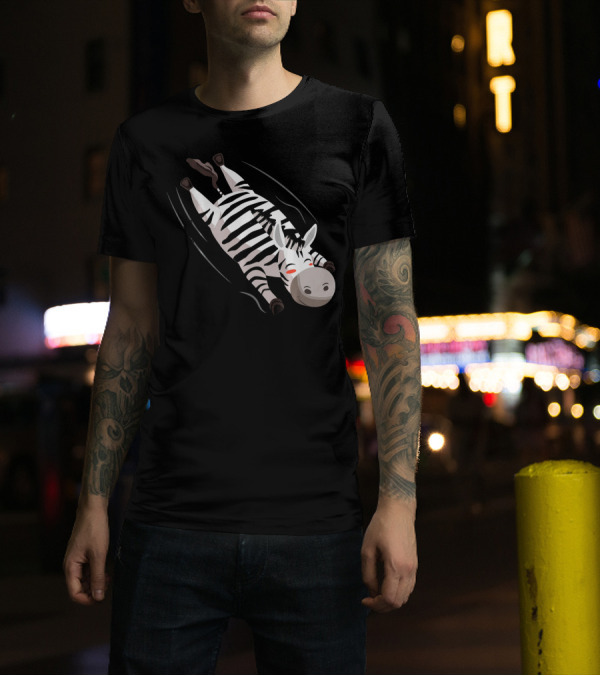 Kids Funny Zebra Sliding Down T-Shirt