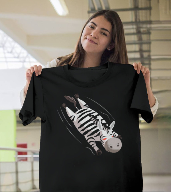 Kids Funny Zebra Sliding Down T-Shirt