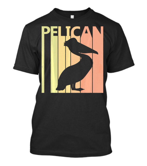 Pelican Retro Silhouette Vintage Stripes T-Shirt