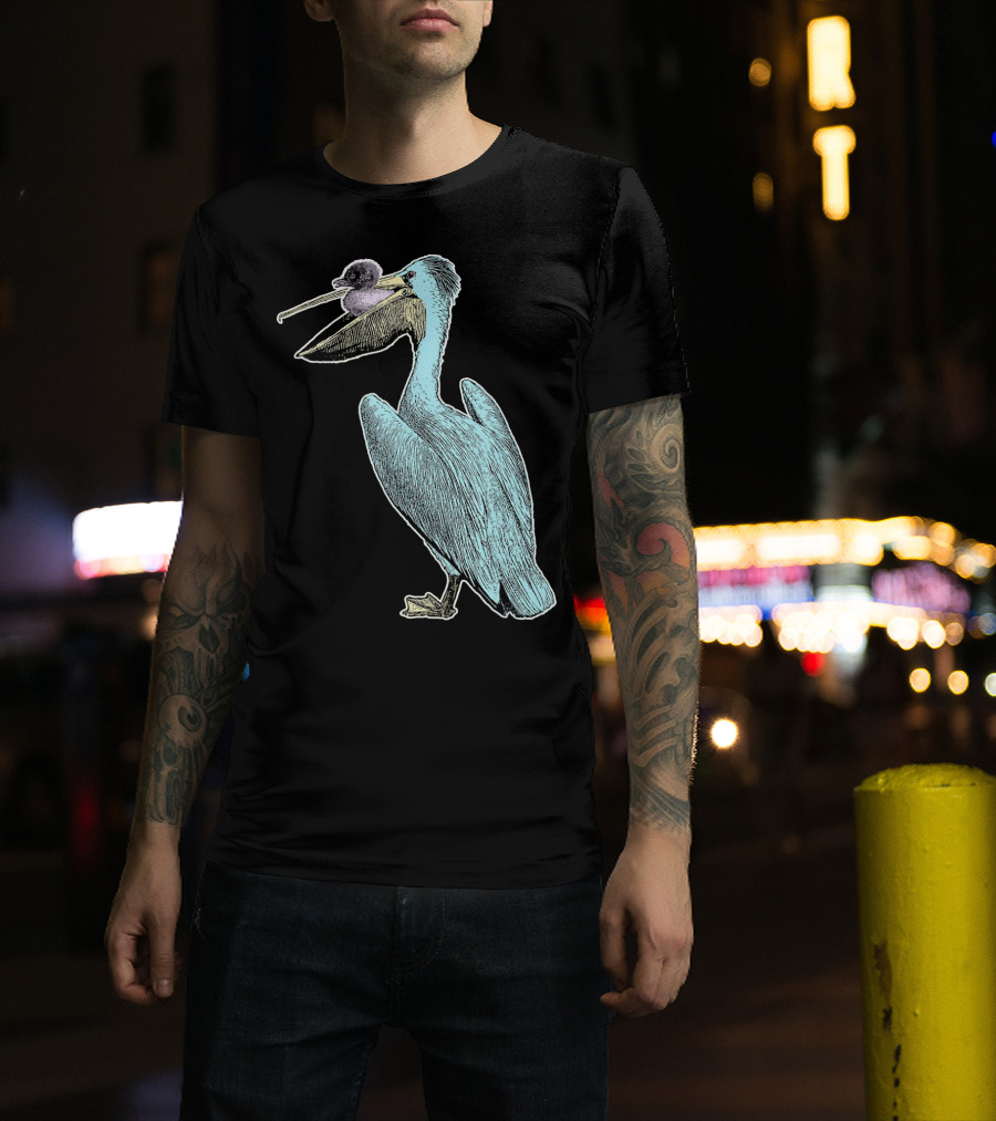 EncycloArt Pelican Bird Ornithology Vintage Style Drawing T-Shirt