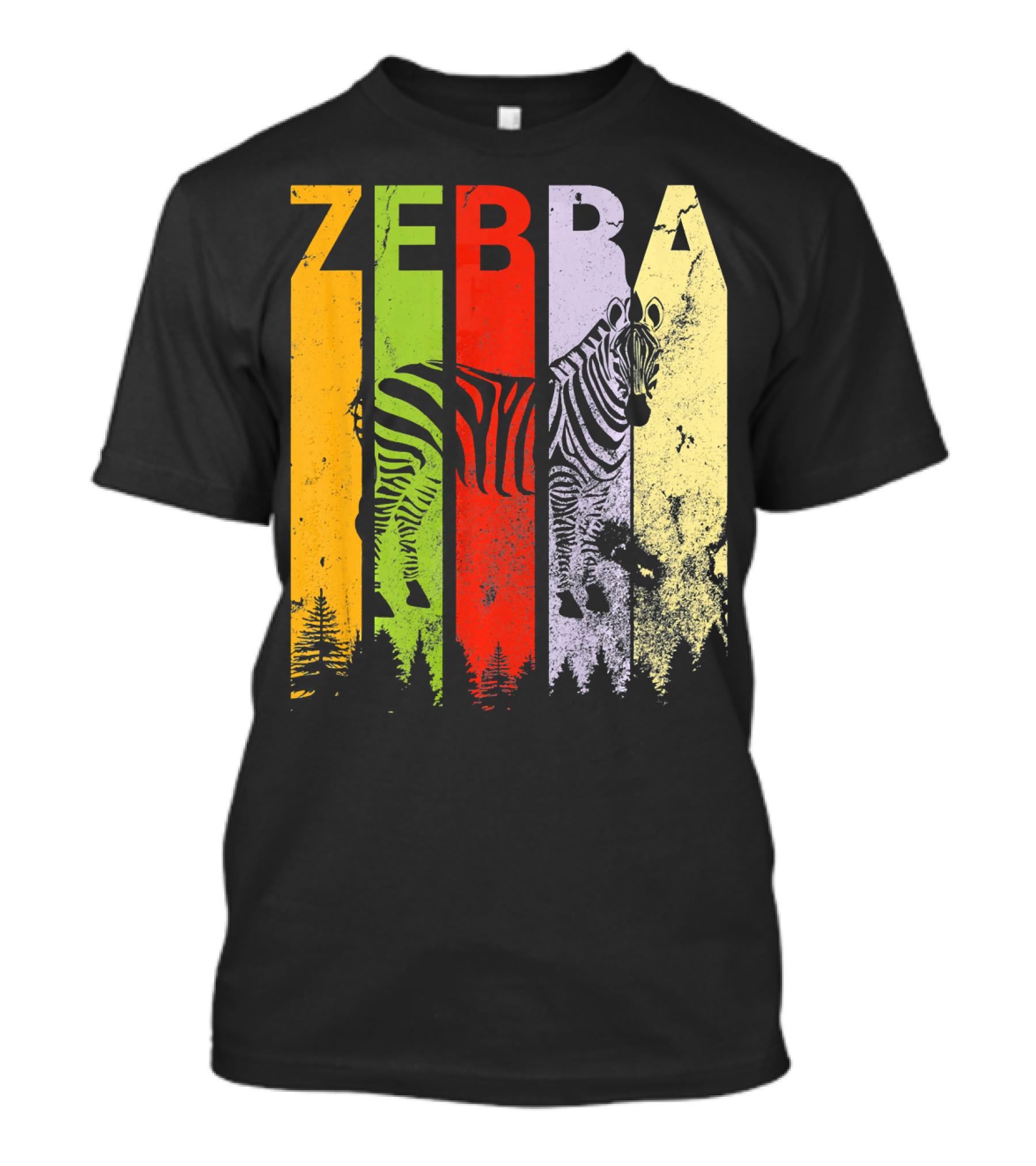 Zebra Lover Funny Vintage Retro Style Colorful Forest Stripes T-Shirt