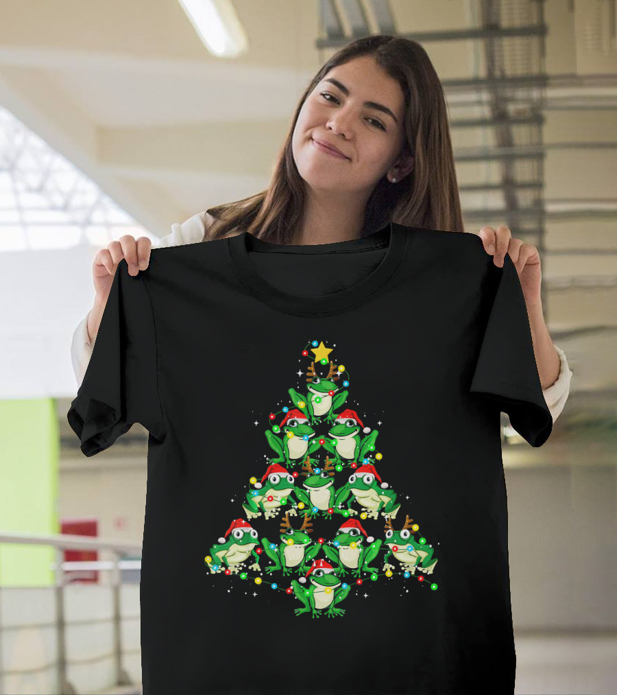 Frog Christmas Tree Funny Amphibian Holiday Festive Frogs T-Shirt
