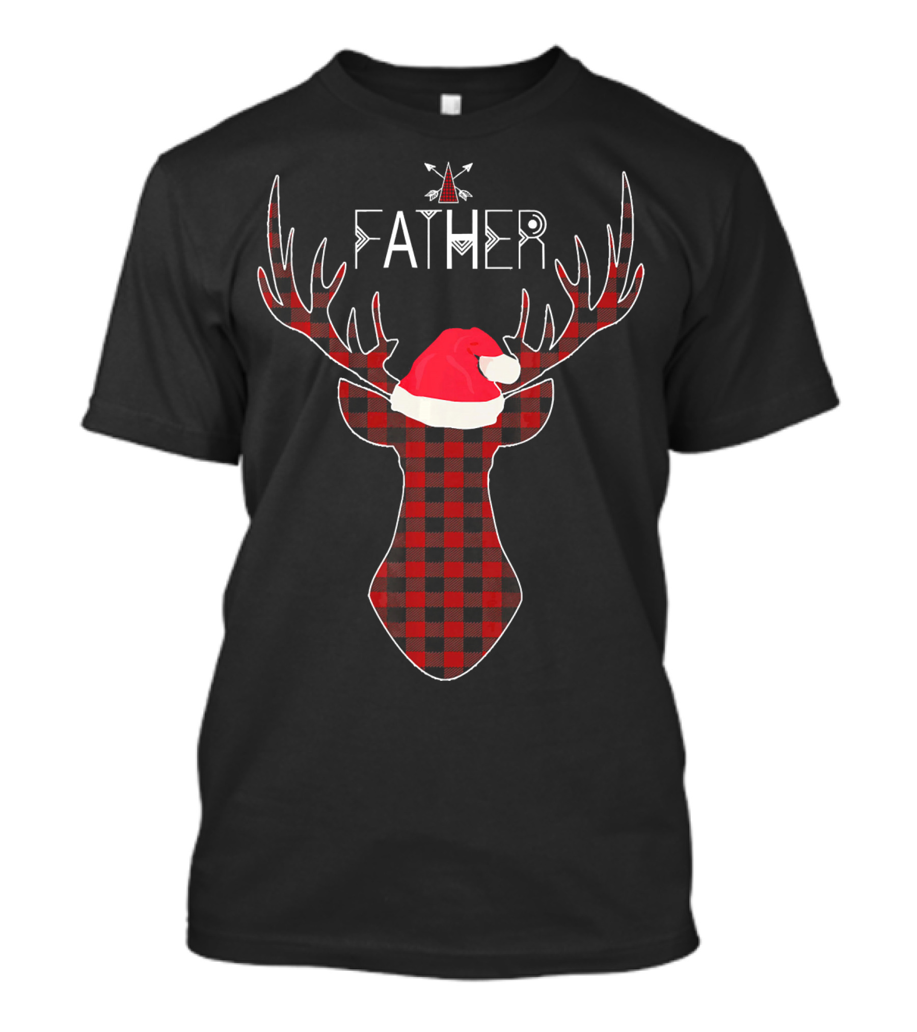 Father Christmas Buck Buffalo Plaid Family Deer T-Shirt
