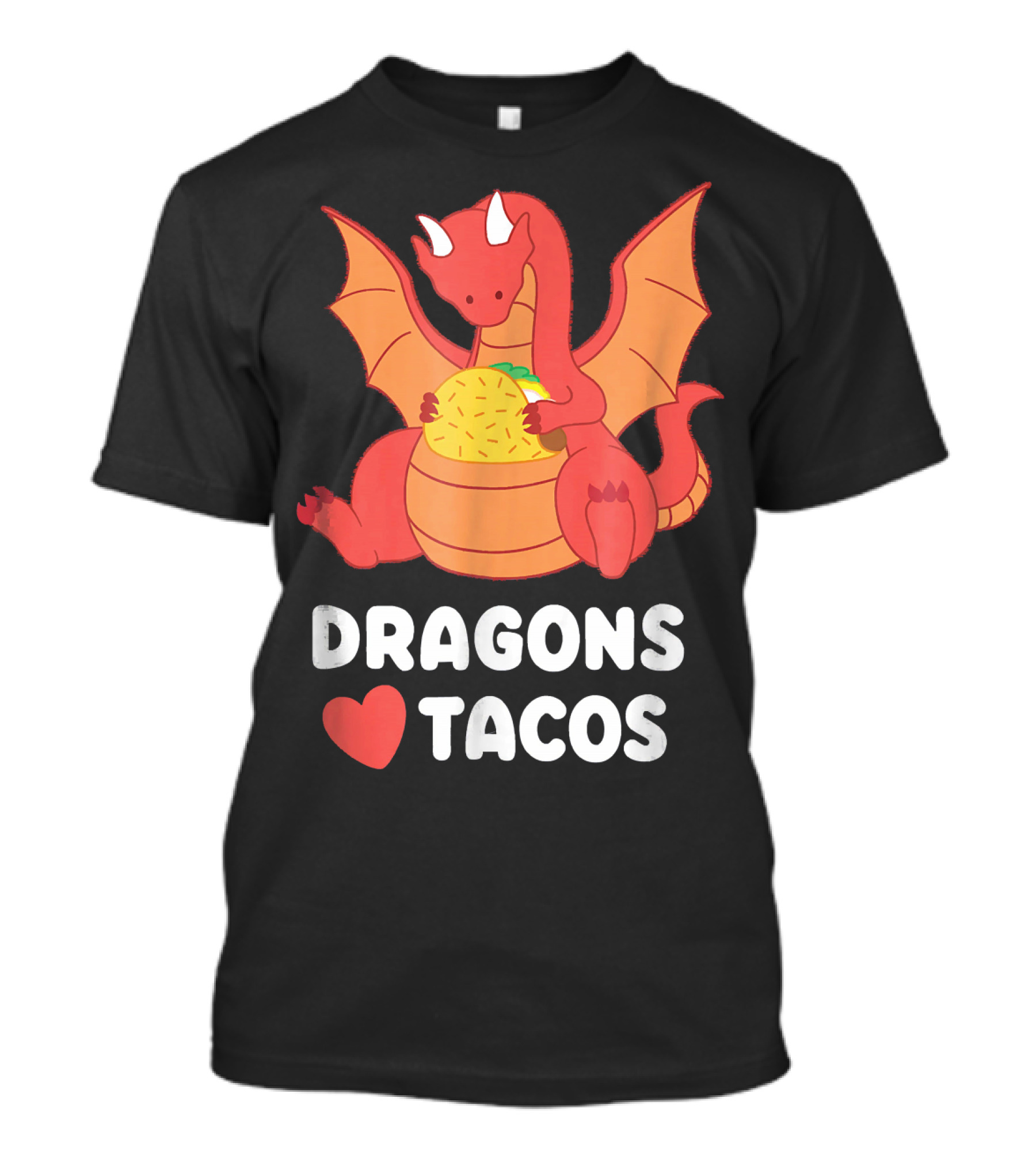Dragons Love Tacos Adult Kids Drag Red Dragon Hugging Taco T-Shirt