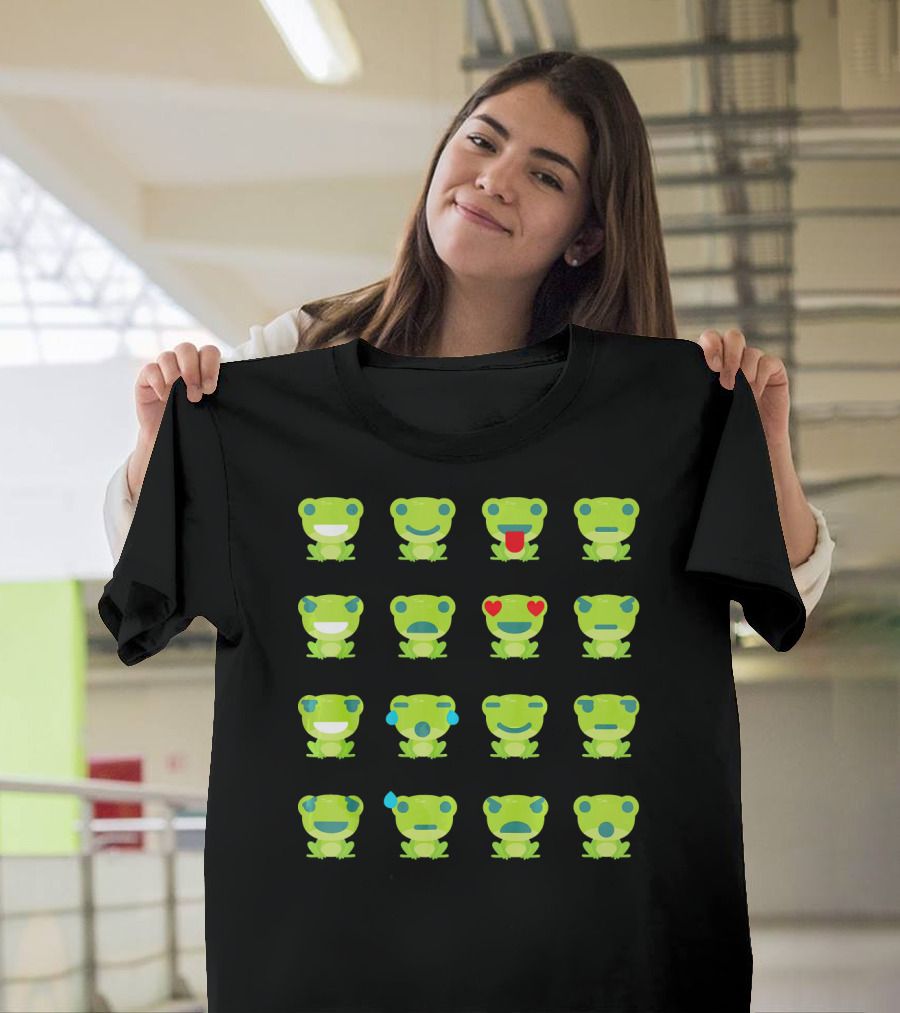 Emotional Frog Faces Toad Tadpole Emoji Collection T-Shirt