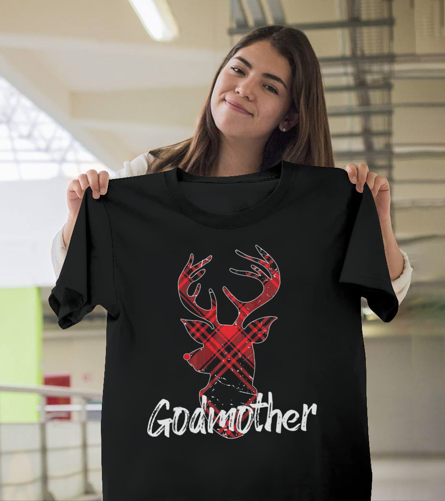 Godmother Plaid Deer T-Shirt