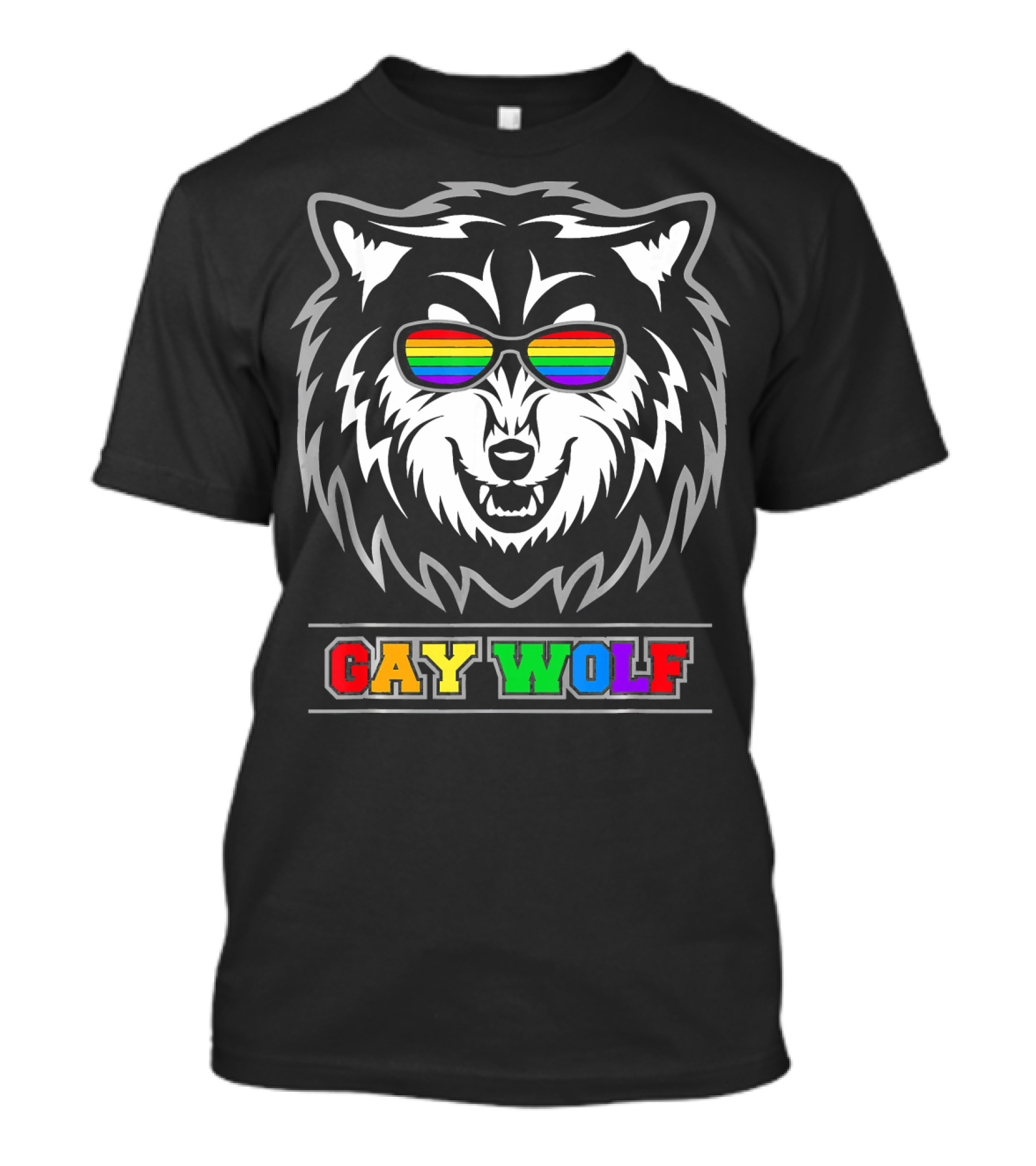 Gay Wolf Rainbow Sunglasses Pride T-Shirt
