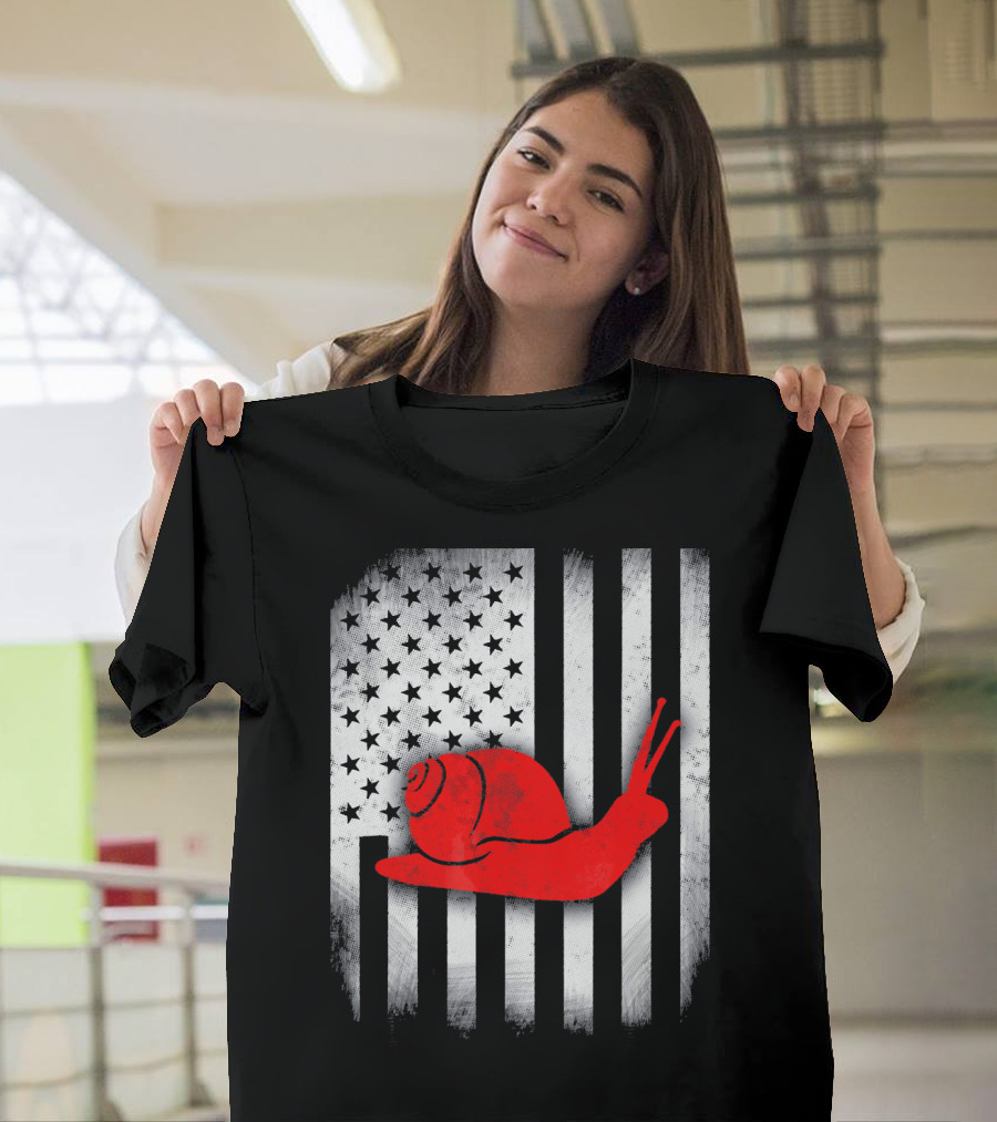 Snail USA Flag Stars Stripes T-Shirt