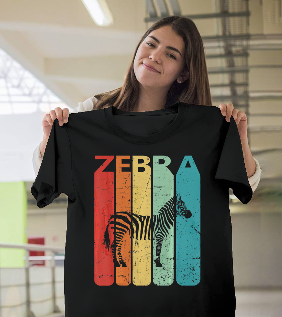 Retro Vintage Zebra Stripes Funny Anim T-Shirt