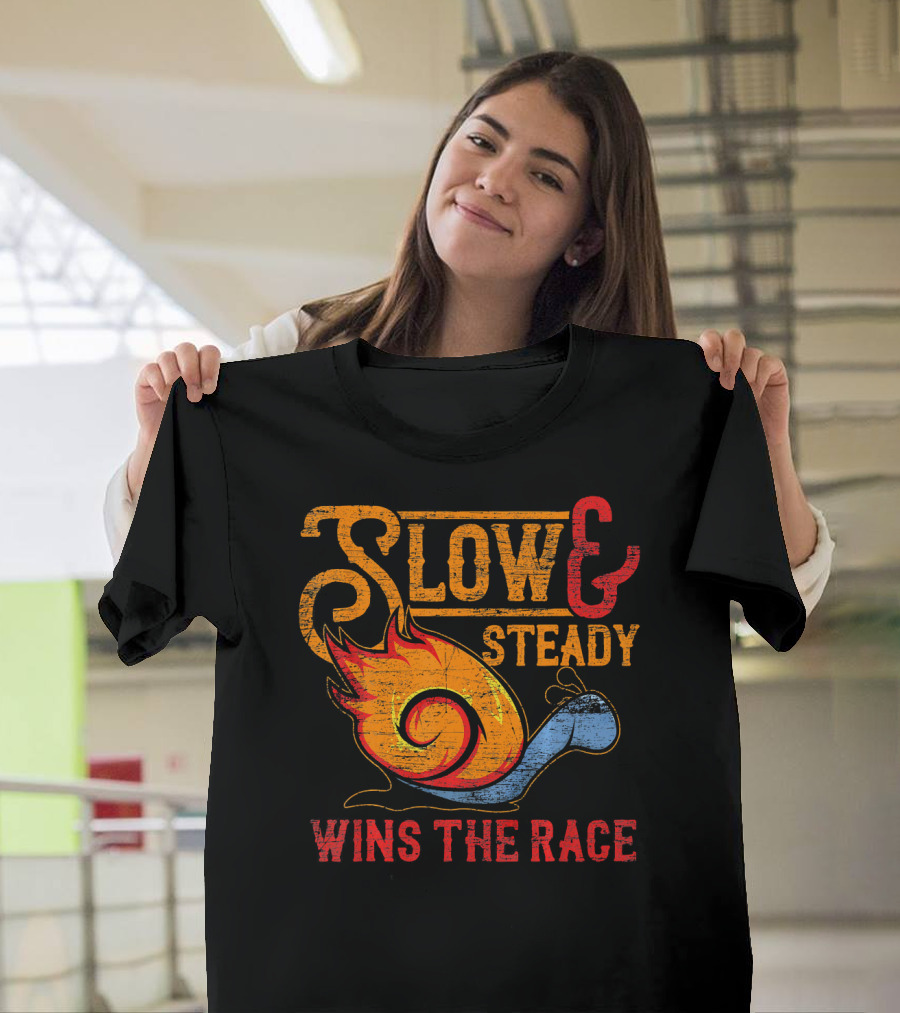 Slow and Steady Wins the Race Sports Motivation Running Animal Snail T-Shirt
