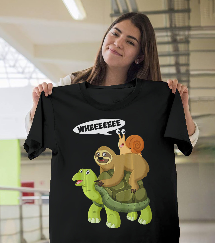 Wheeeeee Sloth Turtle Snail Triad Funny Cute T-Shirt