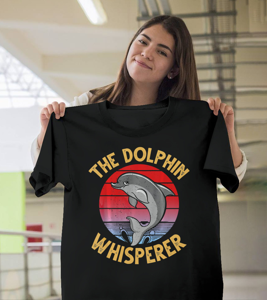 The Dolphin Whisperer Retro Sunset Dolphin T-Shirt