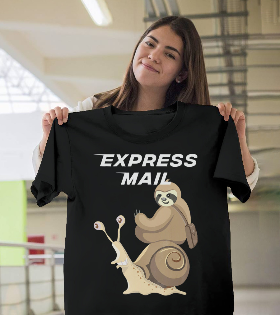 Express Mail Sloth Postman Riding Snail T-Shirt