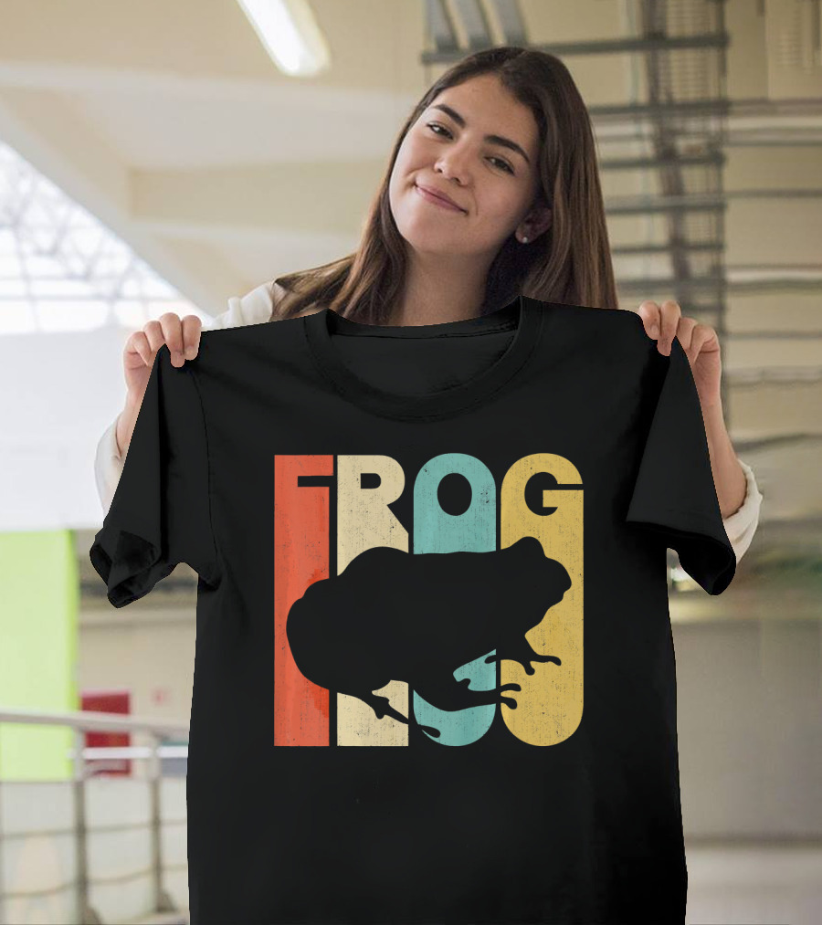 Vintage Retro Frog Silhouette Bold Letters T-Shirt