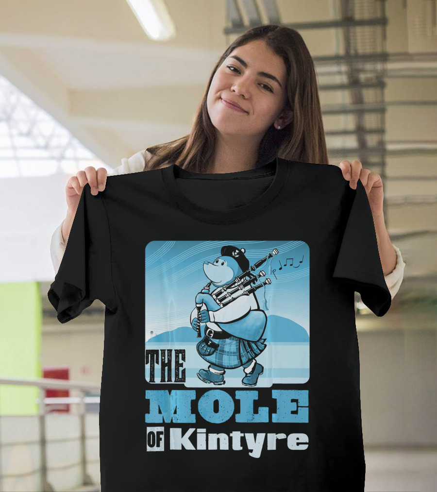 The Mole of Kintyre Playing Bagpipes with Musical Notes T-Shirt