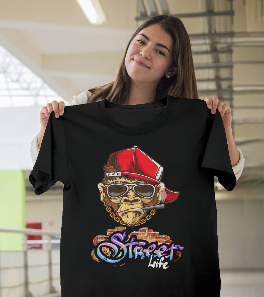 Cool Chimpanzee with Sunglasses Monkey Street Life T-Shirt
