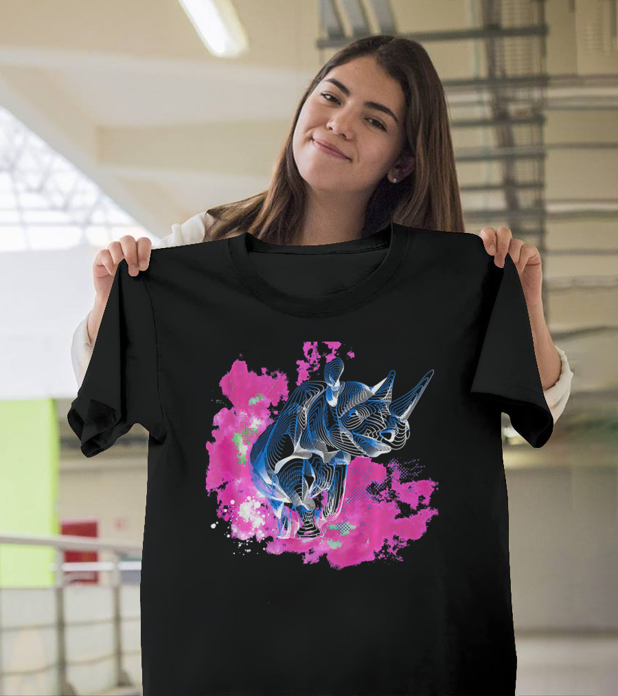 Colors Rhino Vibrant Pink and Blue Abstract T-Shirt