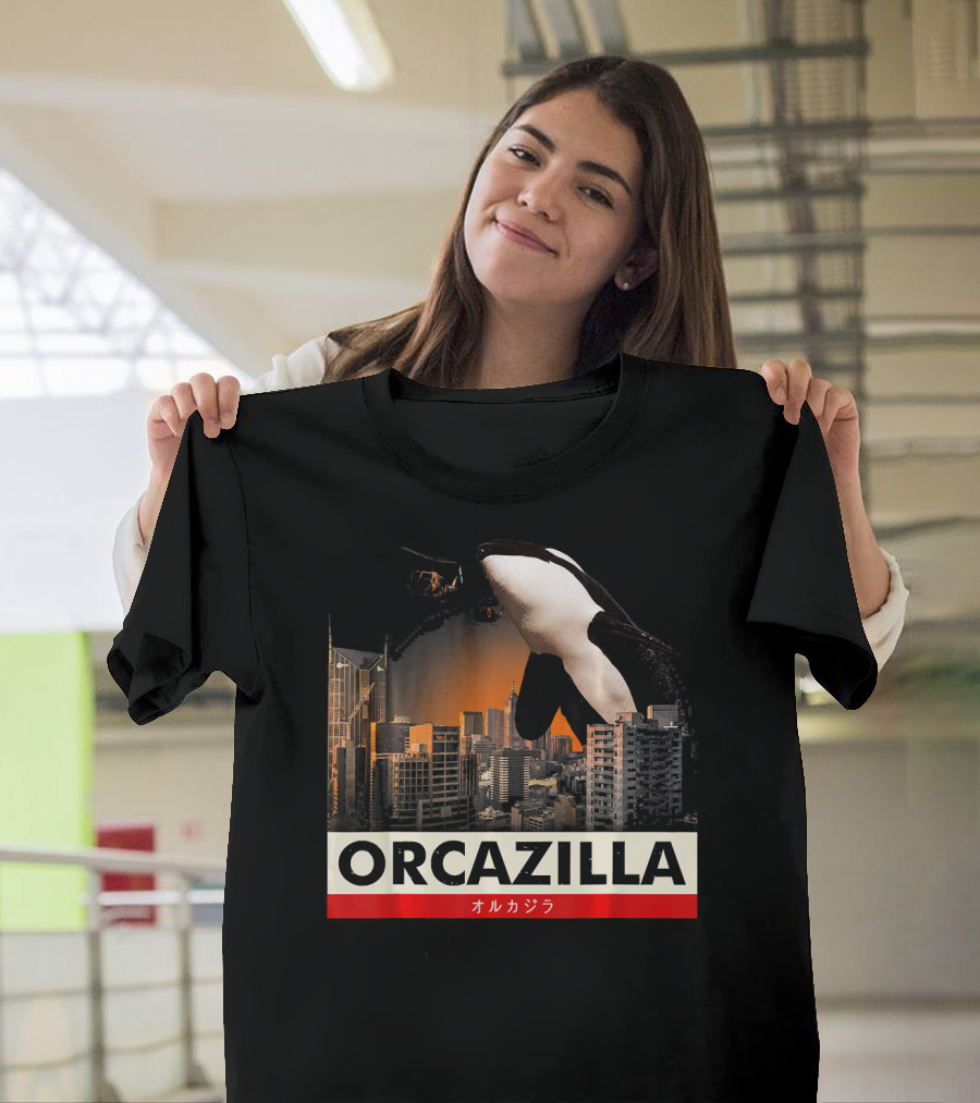 Orcazilla Cool Retro Vintage Orca Destroyer Killer T-Shirt