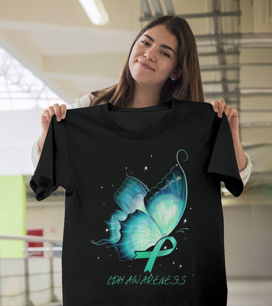 CDH Awareness Butterfly with Ribbon and Stars T-Shirt
