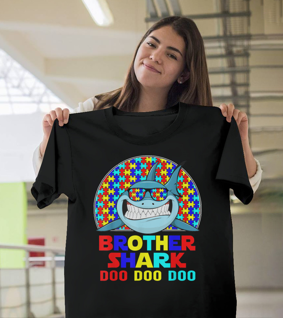 Brother Shark Doo Doo Doo Autism Puzzle Sunglasses T-Shirt