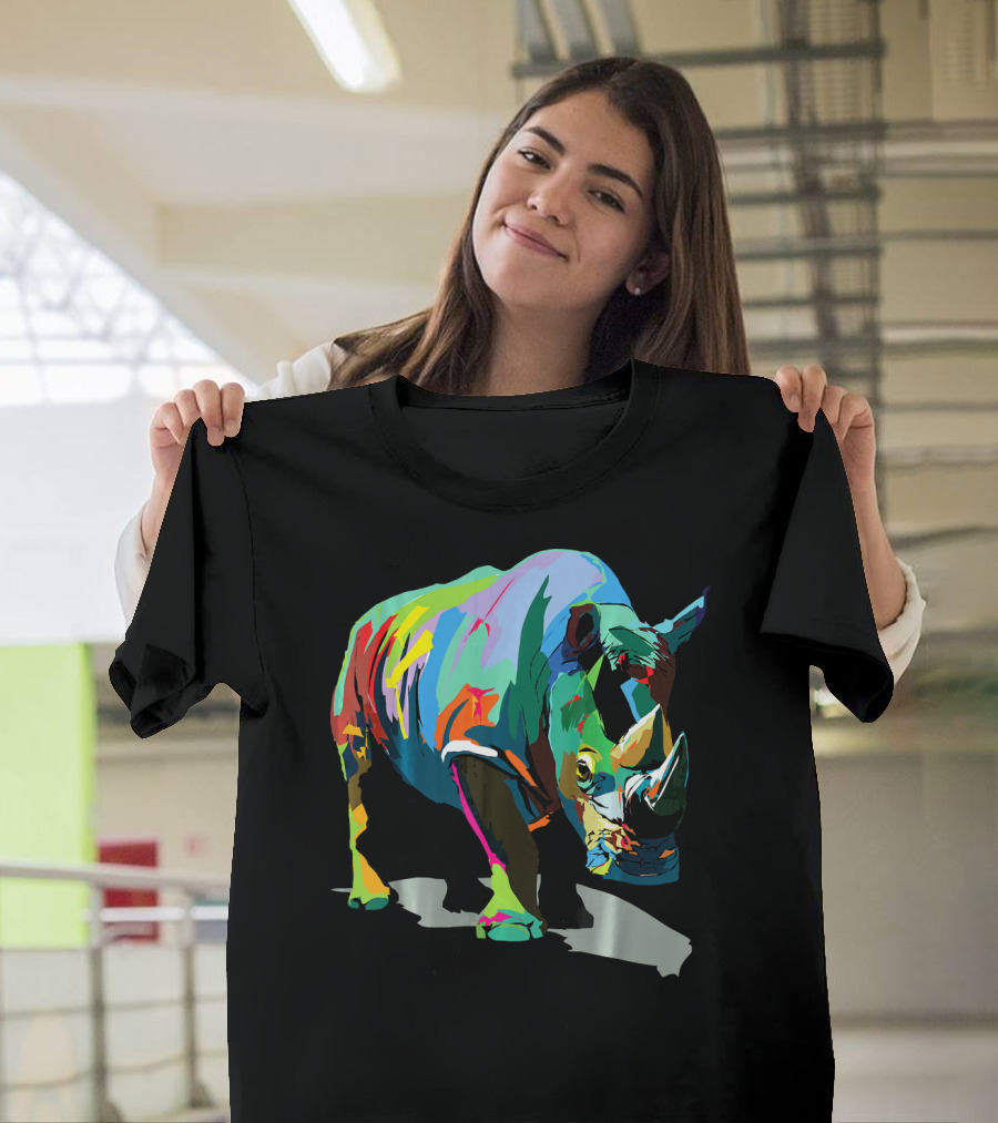 Colorful Rhino Multicolored Wildlife T-Shirt