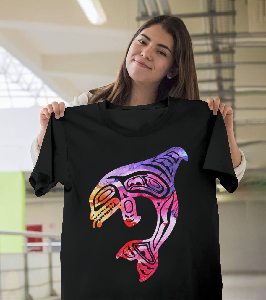 Colorful Orca Killer Whale Pacific North Indigenous T-Shirt