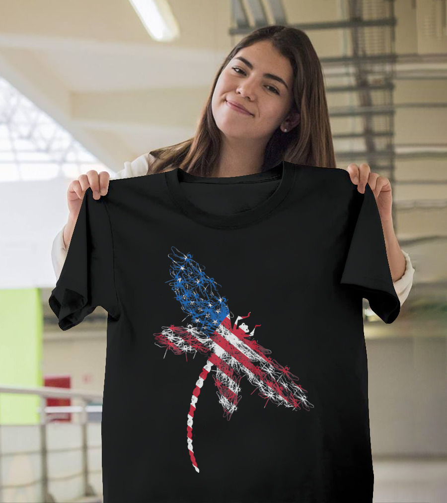 American Flag Dragonfly Independence Day T-Shirt