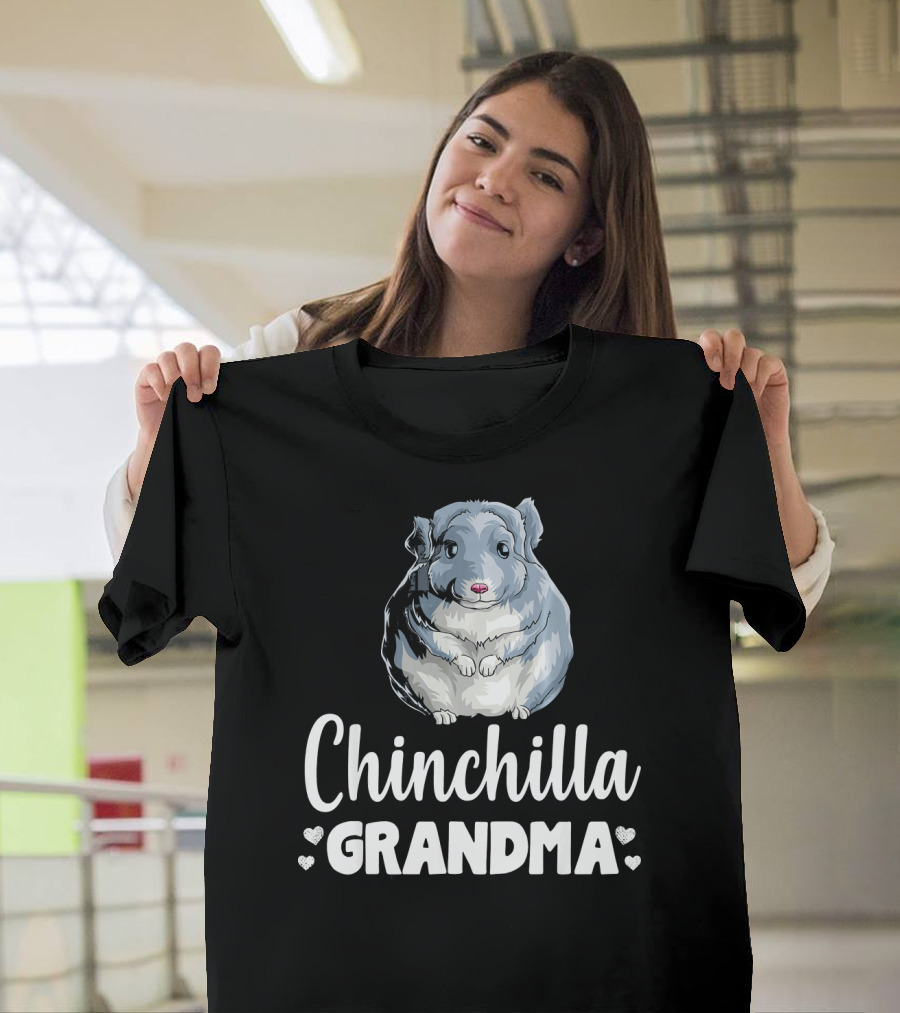 Chinchilla Grandma Adorable Funny Hearts T-Shirt