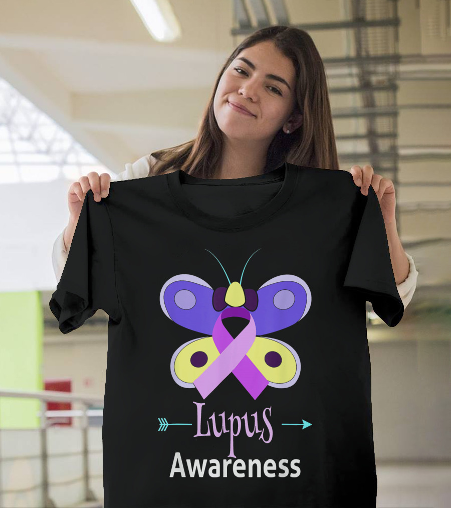 Butterfly Ribbon Lupus Awareness T-Shirt