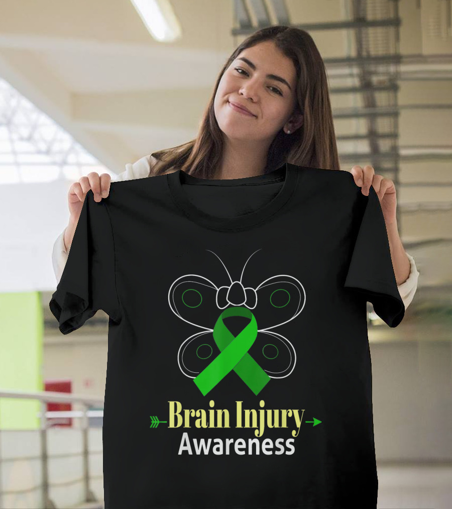 Butterfly Green Ribbon Brain Injury Awareness T-Shirt