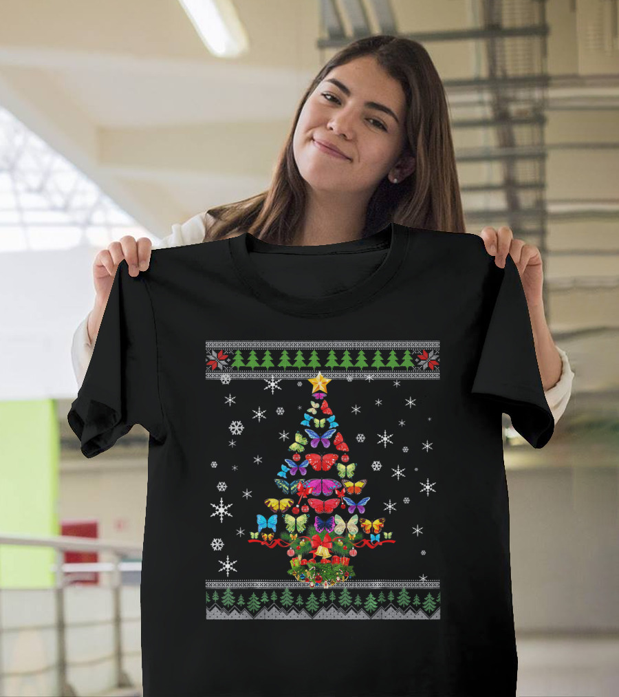 Funny Butterfly Lovers Christmas Tree Snowflakes T-Shirt