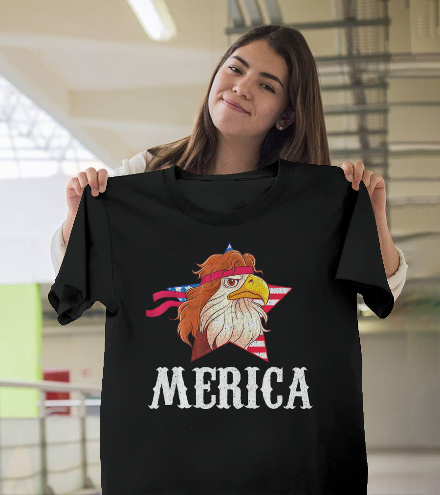 Eagle Mullet Star Merica 4th of July Flag T-Shirt