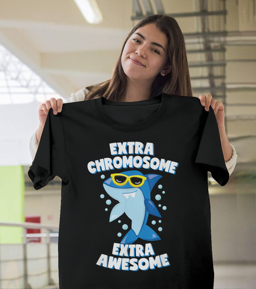 Extra Chromosome Extra Awesome Shark Glasses T-Shirt