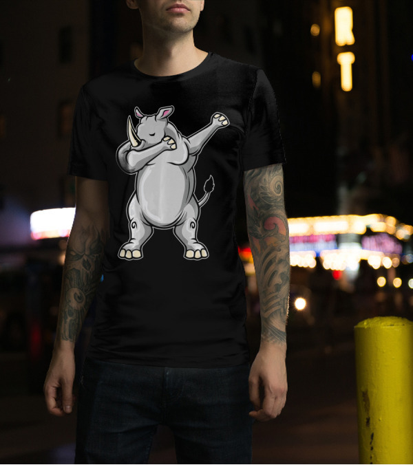 Funny Rhino Dab Dabbing Rhino Dance Pose T-Shirt