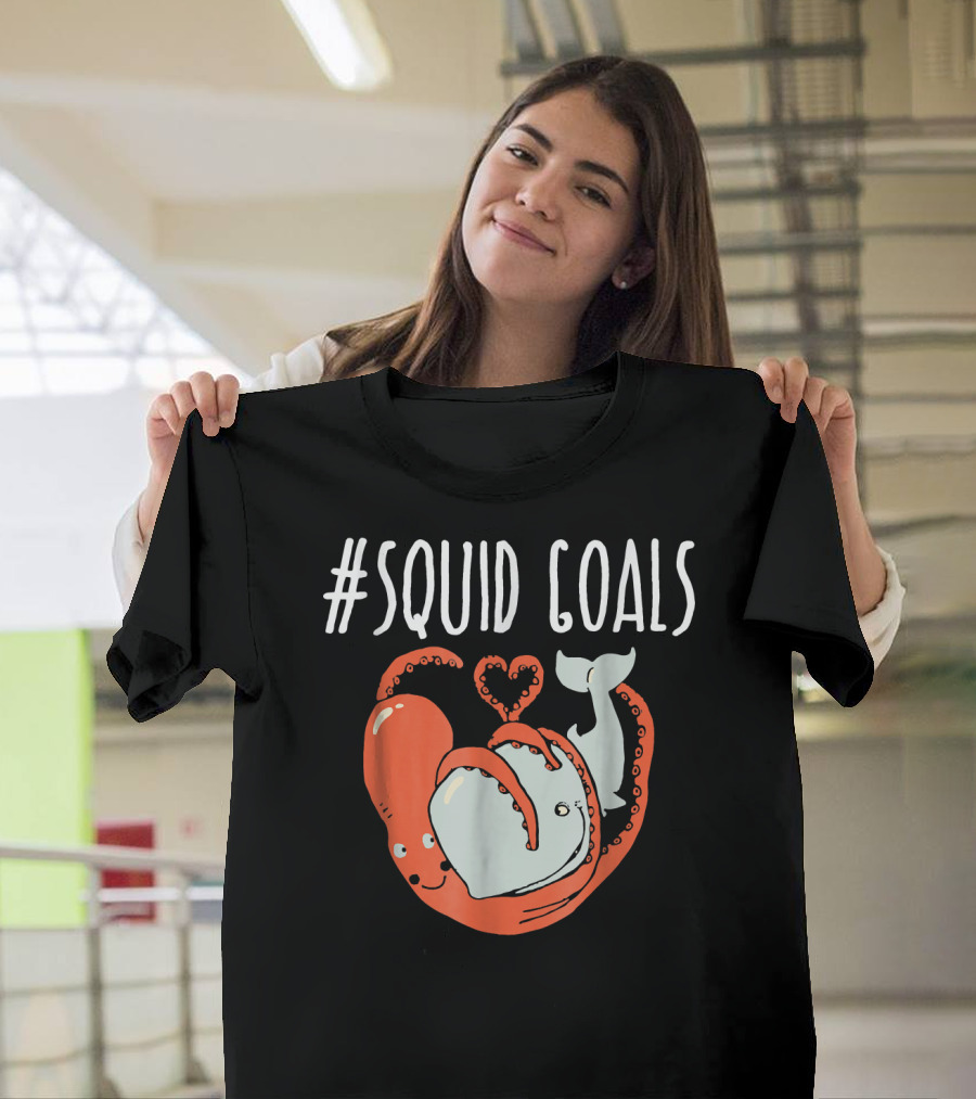 Squid Goals Hugging Whale with Heart T-Shirt