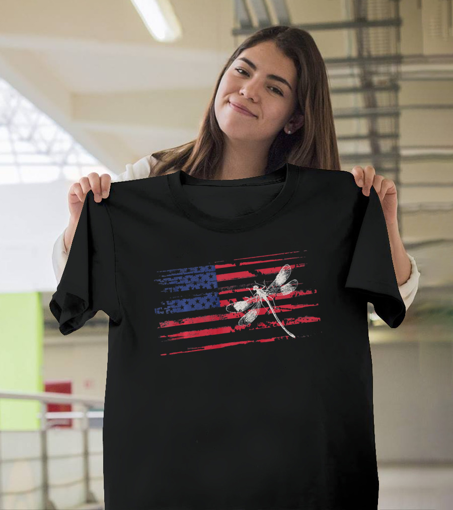 Dragonfly American Flag T-Shirt