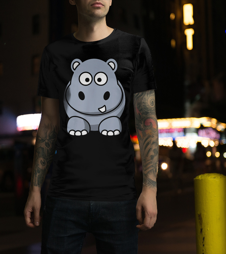 Cartoon Hippopotamus With Cute Expression T-Shirt